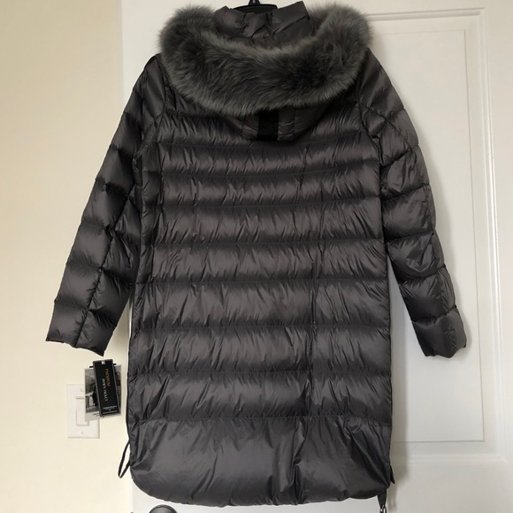 1 Madison Real Fur Down Coat W/ Grommet Detail - Picture 7 of 10